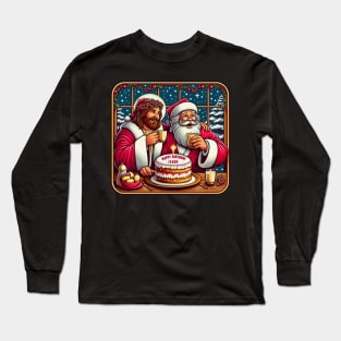 Happy Birthday Jesus Santa Claus Let It Snow Christmas We Saw That meme Long Sleeve T-Shirt